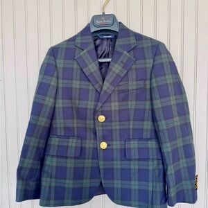Brooks Brothers Navy and Green Plaid Boys' Blazer